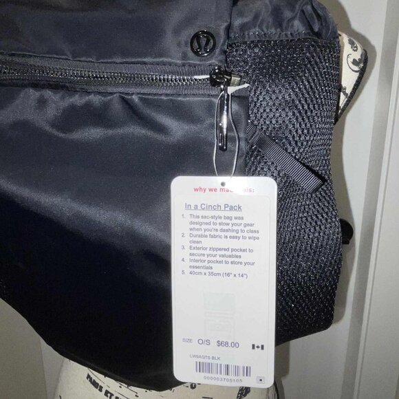 LULULEMON In A Cinch Back Pack – NEW WITH TAG – Black - Picture 7 of 12